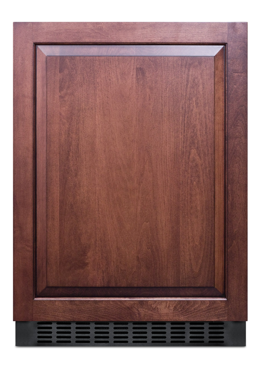 Outdoor all-refrigerator for built-in use, with digital thermostat, panel-ready door, and black cabinet
